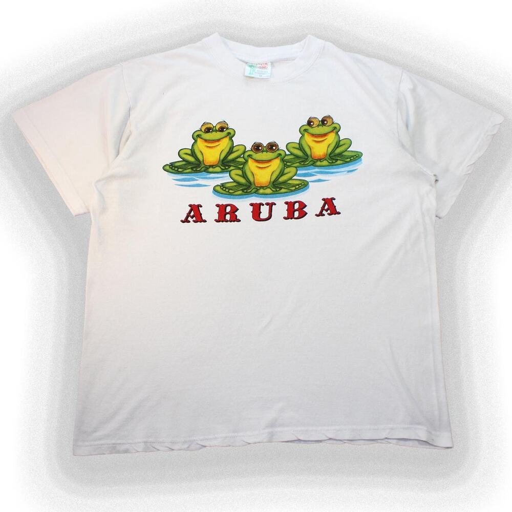 Vintage White Aruba Frogs Graphic Tee